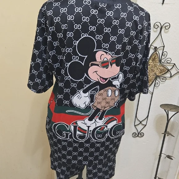 Gucci Women's Pajama Set - Black with Mickey Mouse and Logo - Picture 6 of 13